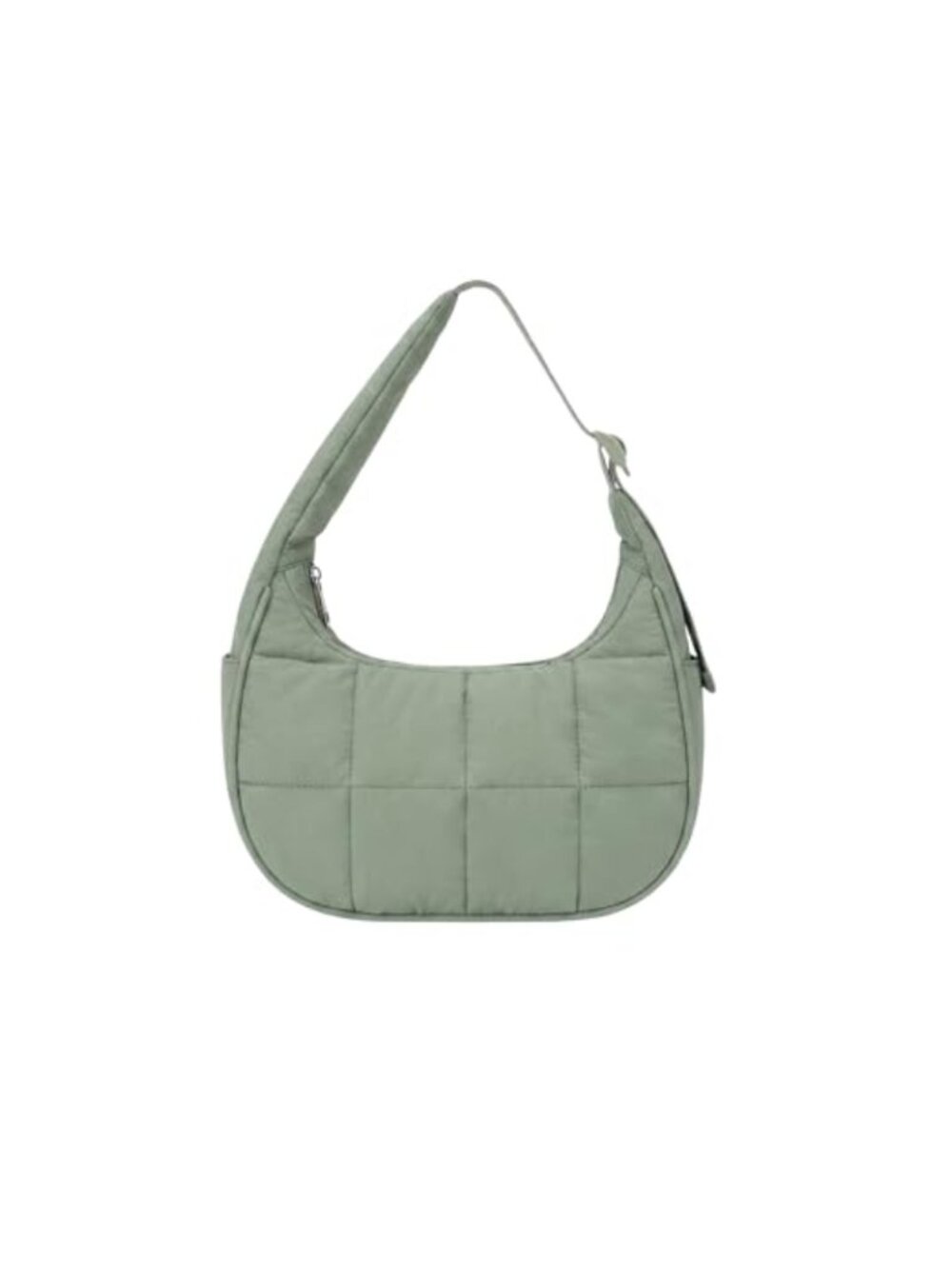Quilted Puffer Crescent Shoulder Bag for Women, Lightweight Nylon Hobo Purse